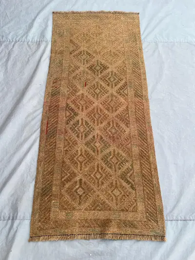 2'8x6'3 ft Vintage Afghan Baluchi Hand-Knotted Rug, Tribal Geometric, Soft Pile, Boho Entryway, Living Room, H