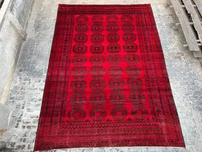 Large 11 x 16 ft Afghan Hand Knotted Vintage Soft Pile Oversized Area Rug One-of-a-Kind Turkoman Bokhara Desig