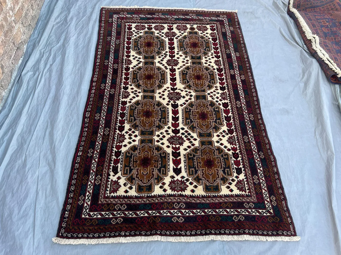 4’2 x 6’10 ft Afghan Hand Knotted Turkish Inspired Vintage Rug Tribal Geometric Medallion Wool Area Rug Living Room Bedroom Home Decor