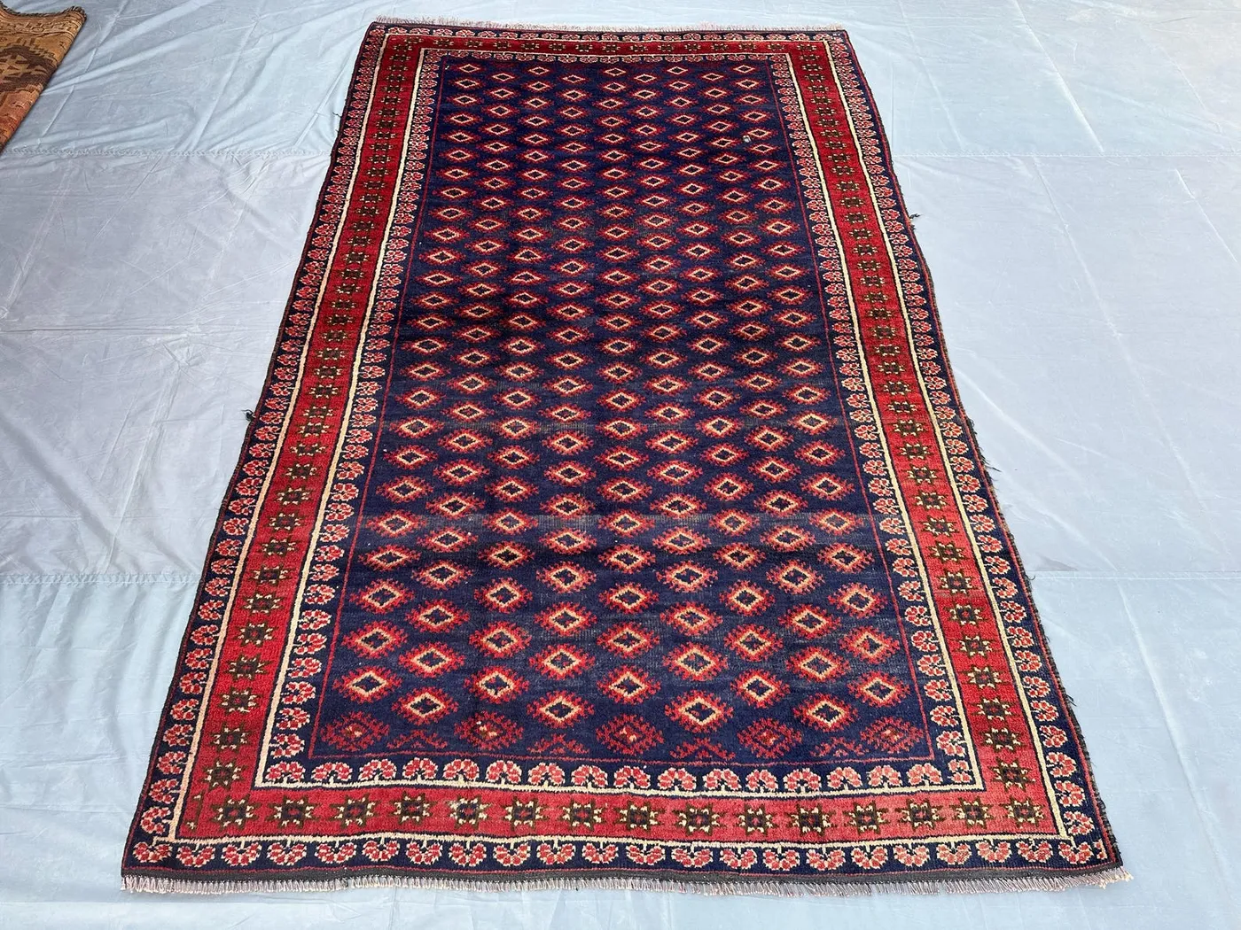 5.6x9.0 ft Antique Afghan Baluch Tribal Rug - Hand-Knotted Wool Rug - Vintage Geometric Carpet for Living Room or Bohemian Décor turkmen Rug