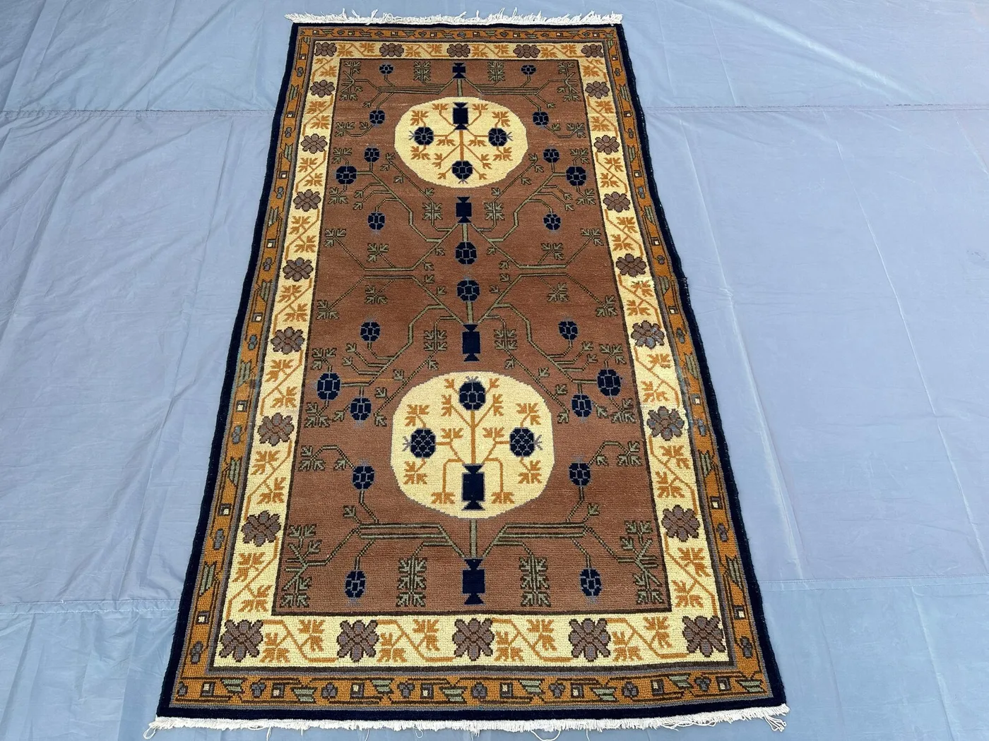 4x6.10 ft Antique Caucasian Oushak Rug, Tribal Turkmen Hand-Knotted Wool Rug, Vintage Oriental Rug for Living Room, Bedroom, or Office Decor
