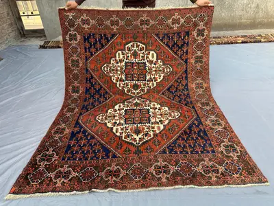 5x6 Antique Turkmen Hand-Knotted Wool Rug, Afghan Tribal Carpet, Rare Collector's Piece, Bedroom or Living Roo