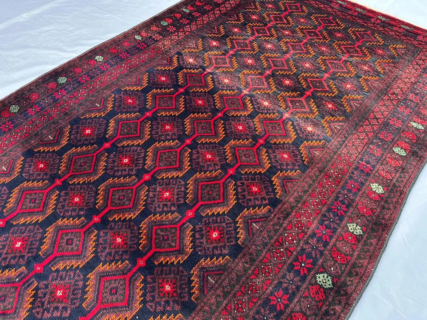4x7 ft Antique Afghan Baluchi Rug - Hand-Knotted Tribal Wool Rug - Vintage Oriental Area Carpet - Boho Décor Living Room Rug, Kitchen Rug