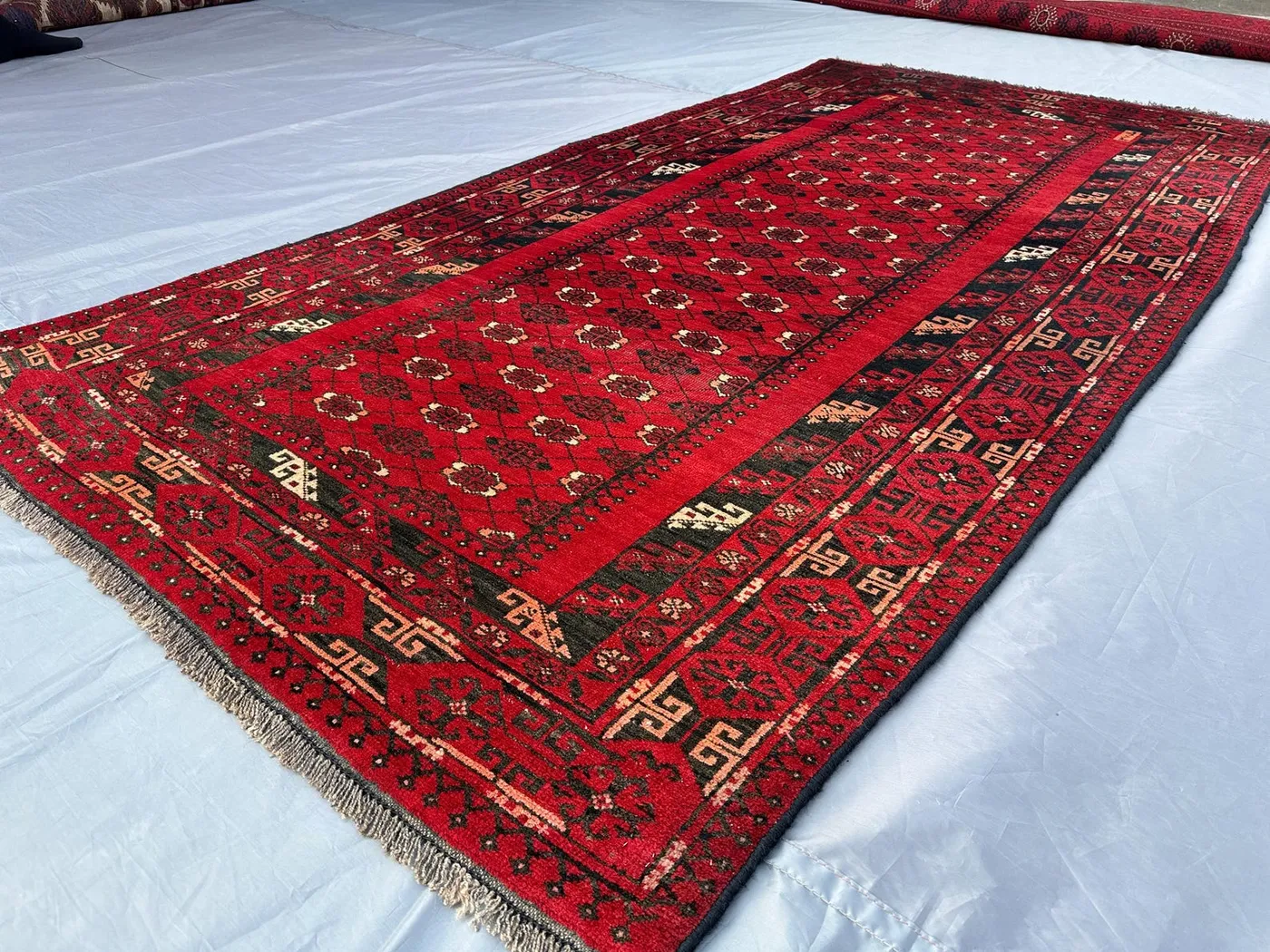 3.6x6.9 ft Antique Turkmen Tribal Rug, Afghan Hand-Knotted Wool Rug, Vintage Red Area Carpet, Moroccan Rug, Kitchen rug, Rustic Baho Decor