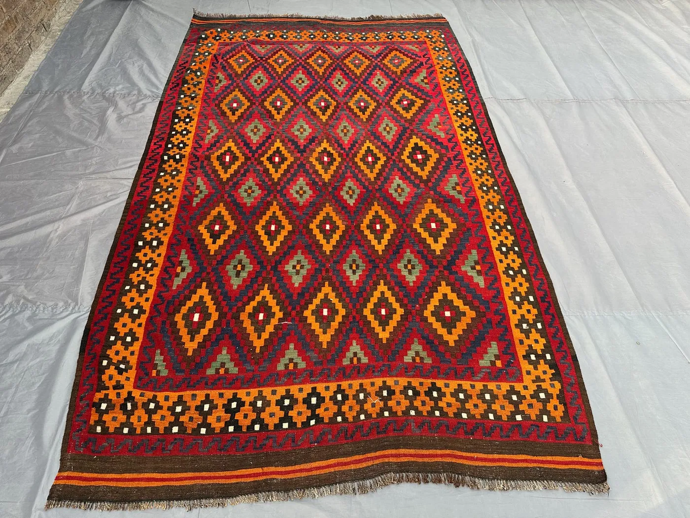 Antique Afghan Baluchi Kilim Rug 6x10 Flat Weave Turkish Faded Tribal Carpet, Turkmen Design, Vintage Boho Accent" Bedroom rug, Baho Decor