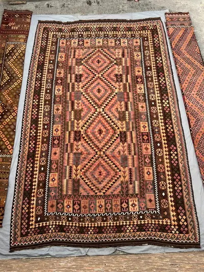 10 x 17 Vintage Afghan Kilim Rug, Oversized Oriental Wool Carpet, Rare Palace Size Handwoven Geometric Tribal 