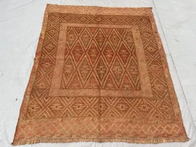 5x6 Antique Afghan Baluch Tribal Rug, Mishwani Wool Vintage Kilim Rug, Geometric Pattern, Handmade Carpet, Ter