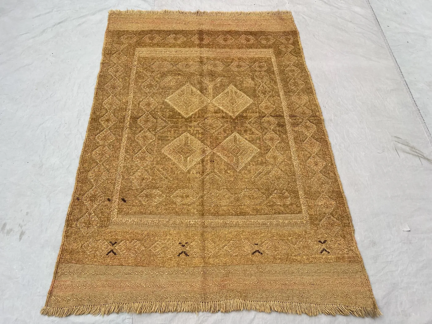 4x6 Antique Afghan Baluch Tribal Rug, Mishwani Wool Vintage Kilim Rug, Geometric Pattern, Handmade Carpet, Beige Faded Floor Rug Kitchen Rug
