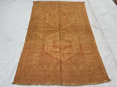 5x8 Antique Afghan Baluch Tribal Rug, Mishwani Wool Vintage Kilim Rug, Geometric Pattern, Handmade Carpet, Ter