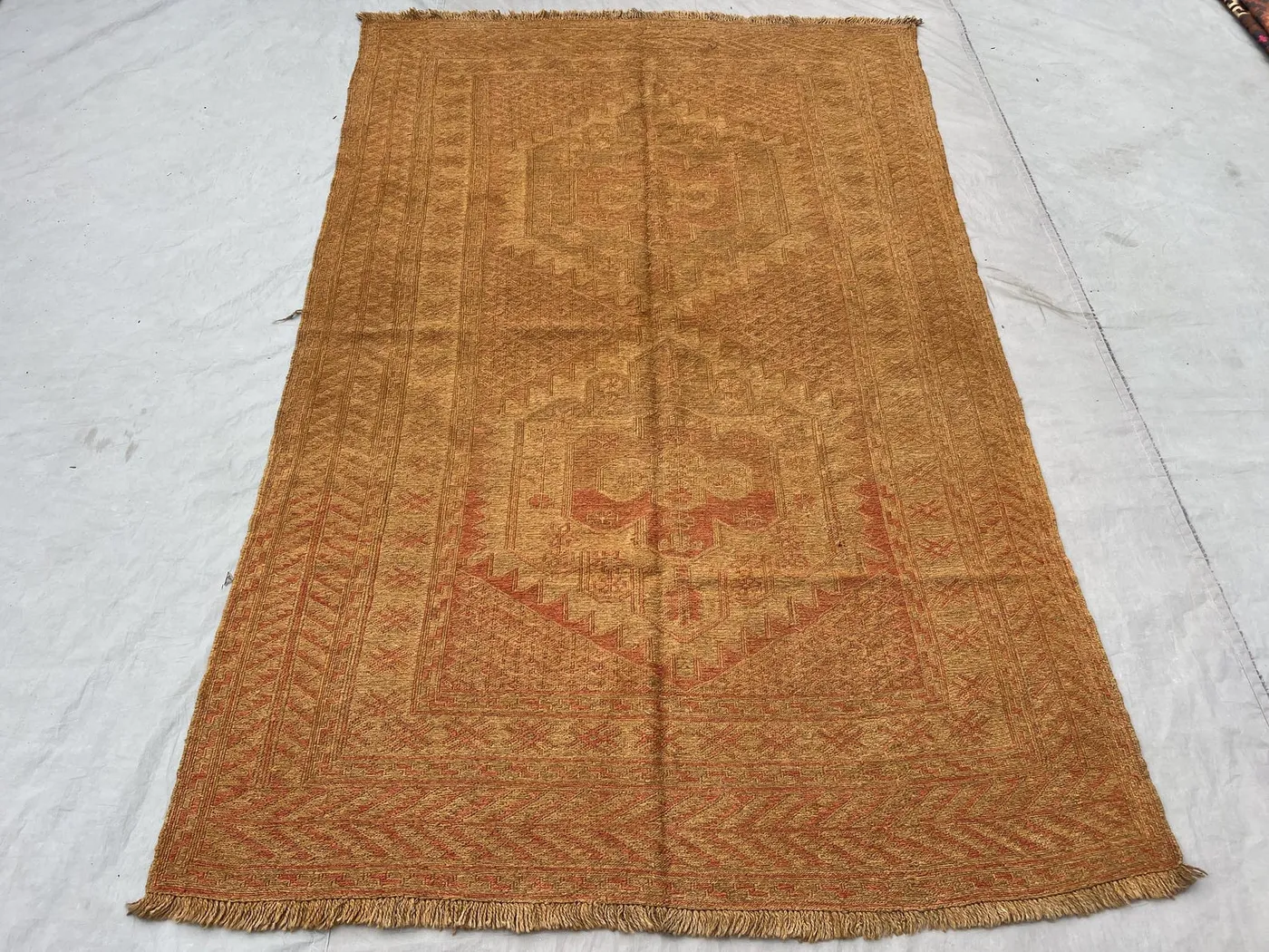 5x8 Antique Afghan Baluch Tribal Rug, Mishwani Wool Vintage Kilim Rug, Geometric Pattern, Handmade Carpet, Terracotta Faded Floor Rug