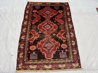 Kodani Antique Rug 4x6 Vintage Baluchi Rug/ Afghan Handmade Wool Rug/ Oriental rug / Turkmen Rug / Area rug / 