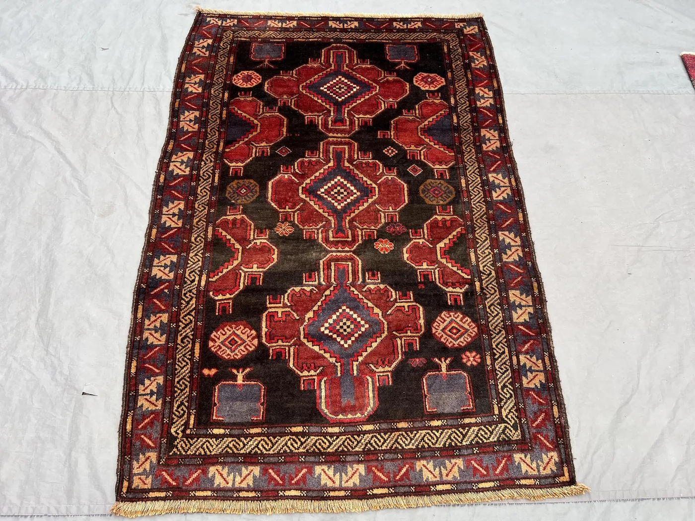 Kodani Antique Rug 4x6 Vintage Baluchi Rug/ Afghan Handmade Wool Rug/ Oriental rug / Turkmen Rug / Area rug / Bukhara rug