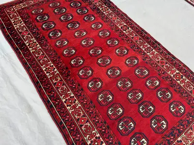 4x7 Antique Turkmen Tribal Rug, Afghan Hand-Knotted Wool Rug, Vintage Red Area Carpet, Moroccan Rug, Kitchen r
