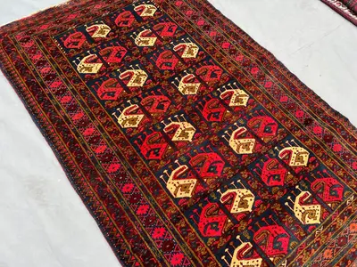 4x6 Antique afghan tribal rug, Turkmen Bukhara rug, Vintage Old Carpet, Kitchen rug, Handmade Bedroom Rug, Boh