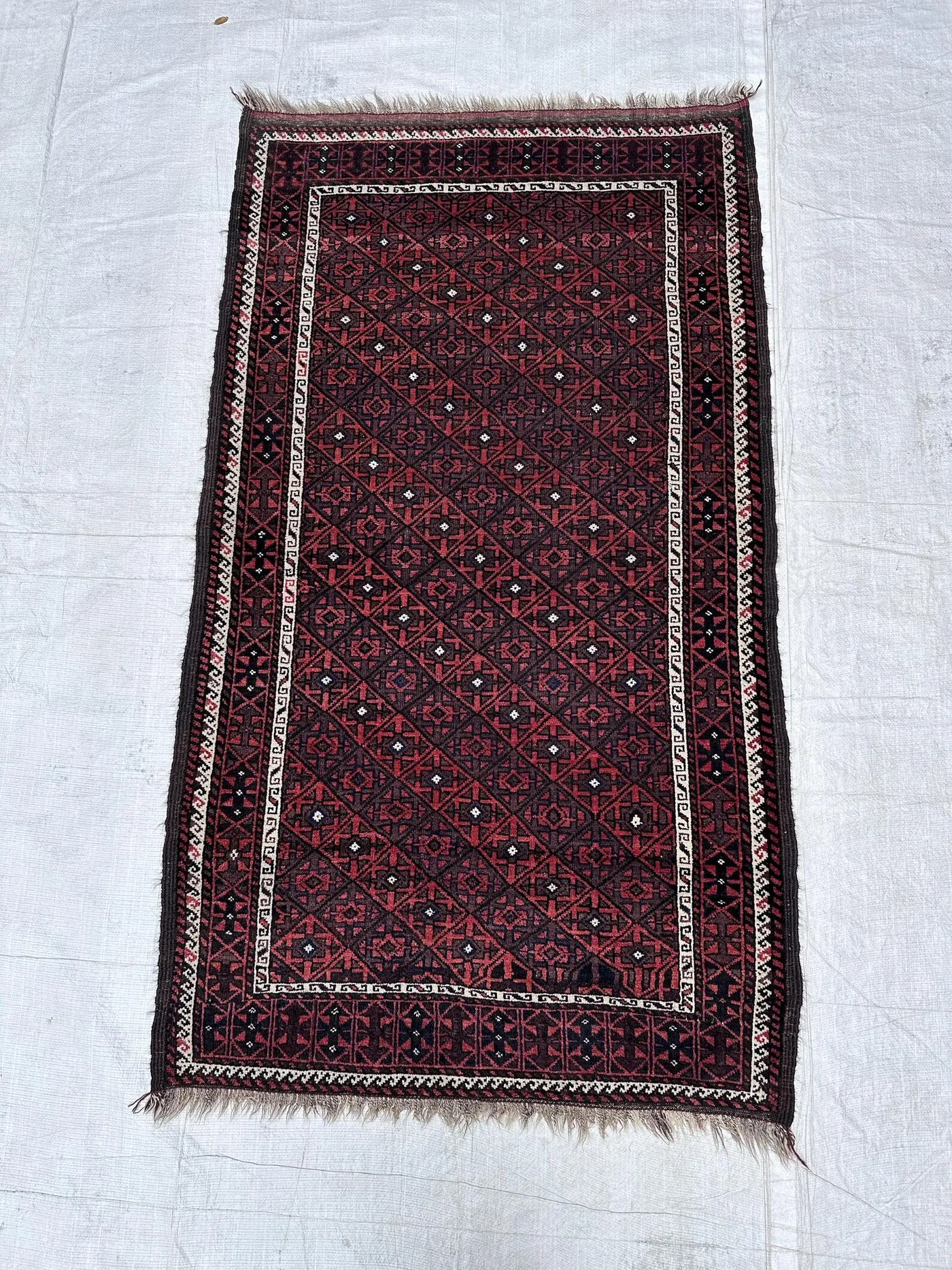 3'5x6 Ft, Vintage Baluchi Geometric Rug, Hand Knotted Wool Tribal Area Rug for Entryway, Home Office, Bedroom Decor & Living Room floor