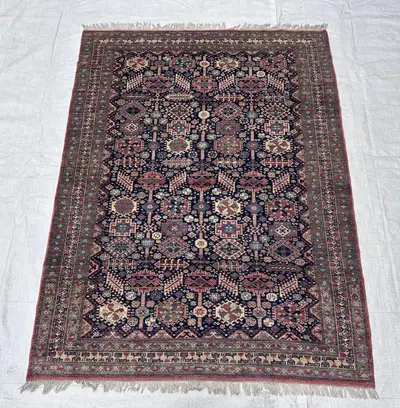 5'1x6'8 Ft, Semi Antique Caucasian Karachob Rug, Living Room & Office Rug, Handwoven Wool Geometric Area Rug, 