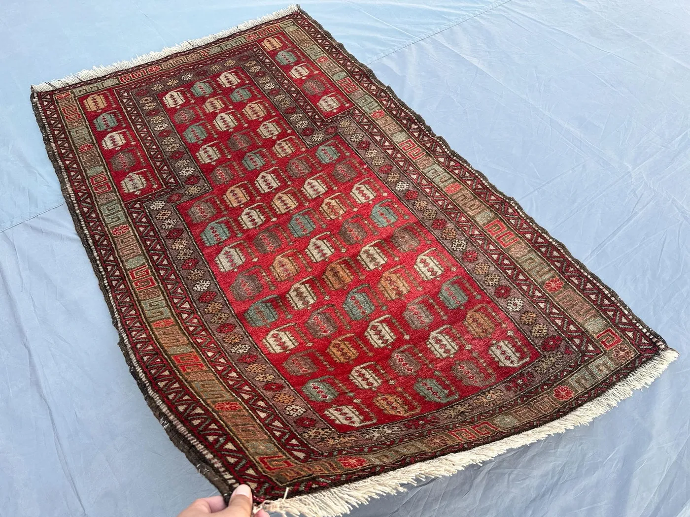 3x5 Antique Afghan Baluch Tribal Rug, Hand-Knotted Wool Prayer Rug, Vintage Afghan Carpet, Unique Collectible Piece, Turkmen Prayer rug