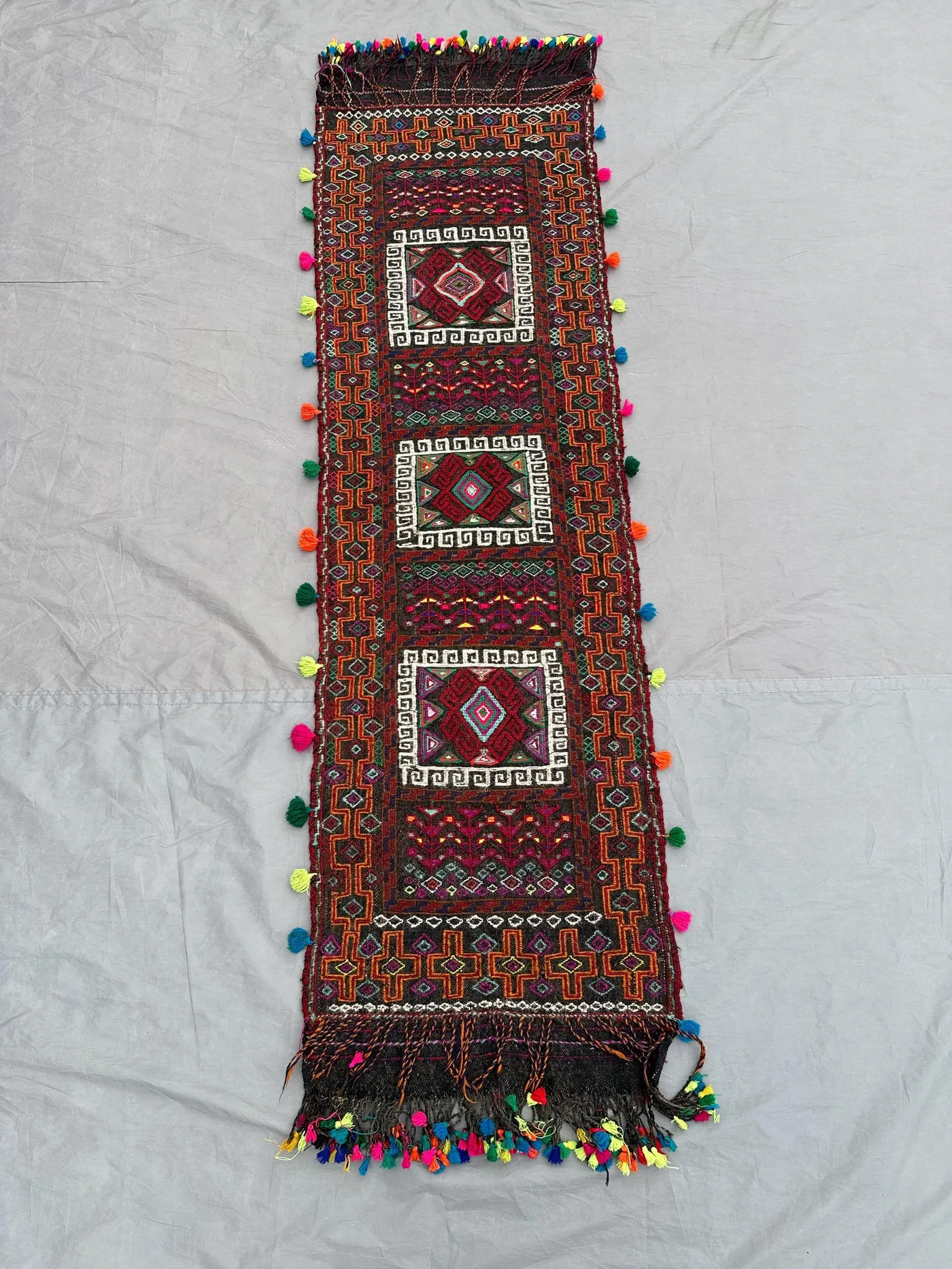 2x6 Afghan Baluchi Kilim Runner | Vintage Tribal Flatweave Wool Rug | Colorful Narrow Corridor Rug | Handmade Boho Hallway Decor Kitchen rug