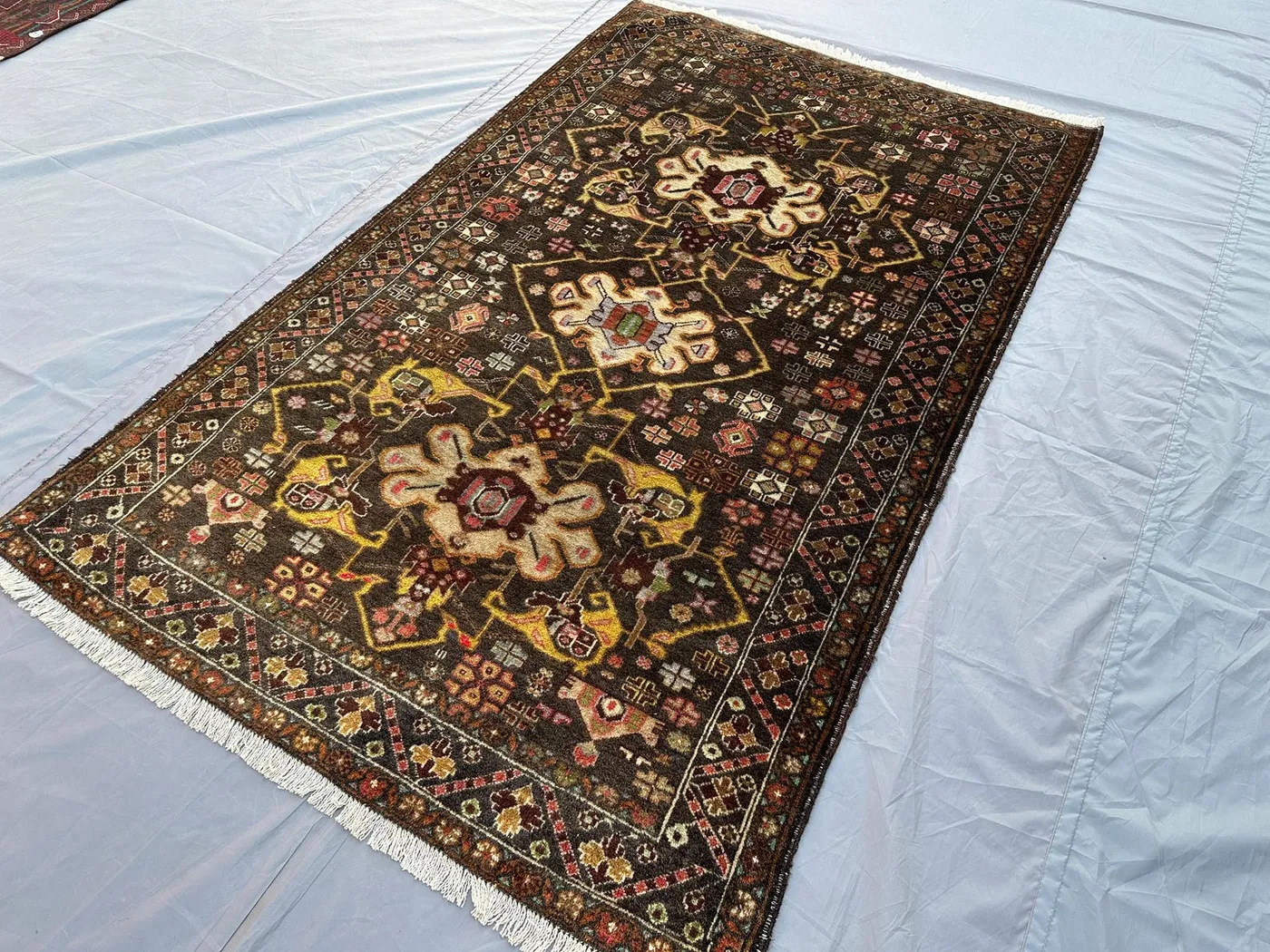 4x6 ft Antique Afghan Baluch Rug – One-of-a-Kind Tribal Wool Rug – Unique Hand-Knotted Vintage Carpet – Bohemian Home Decor, Kitchen rug