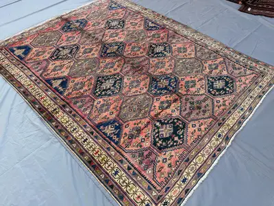 5.6x7.2 ft Antique Caucasian Medallion Rug, Turkish Hand-Knotted Wool Rug, Vintage Tribal Area Carpet for Livi