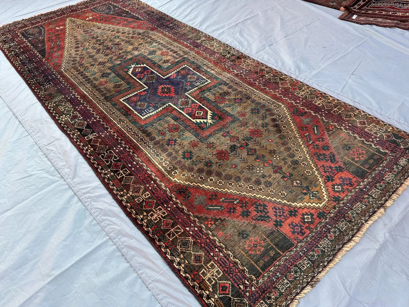 4.2x10 ft Wide Afghan Baluch Runner Rug - Turkmen Tribal Rug - High Quality Wool Hallway Rug - Outdoor or Indoor Vintage Afghan Carpet