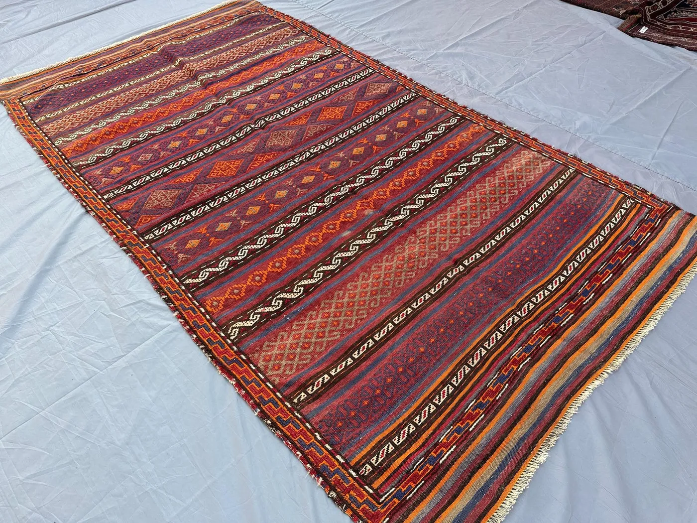 4.9x8.4 ft Antique Turkmen Faded Rug Handwoven Tribal Kilim Maldari Wool Rug Boho Decor Vintage Afghan Carpet Rustic Area Rug, Turkish Kilim