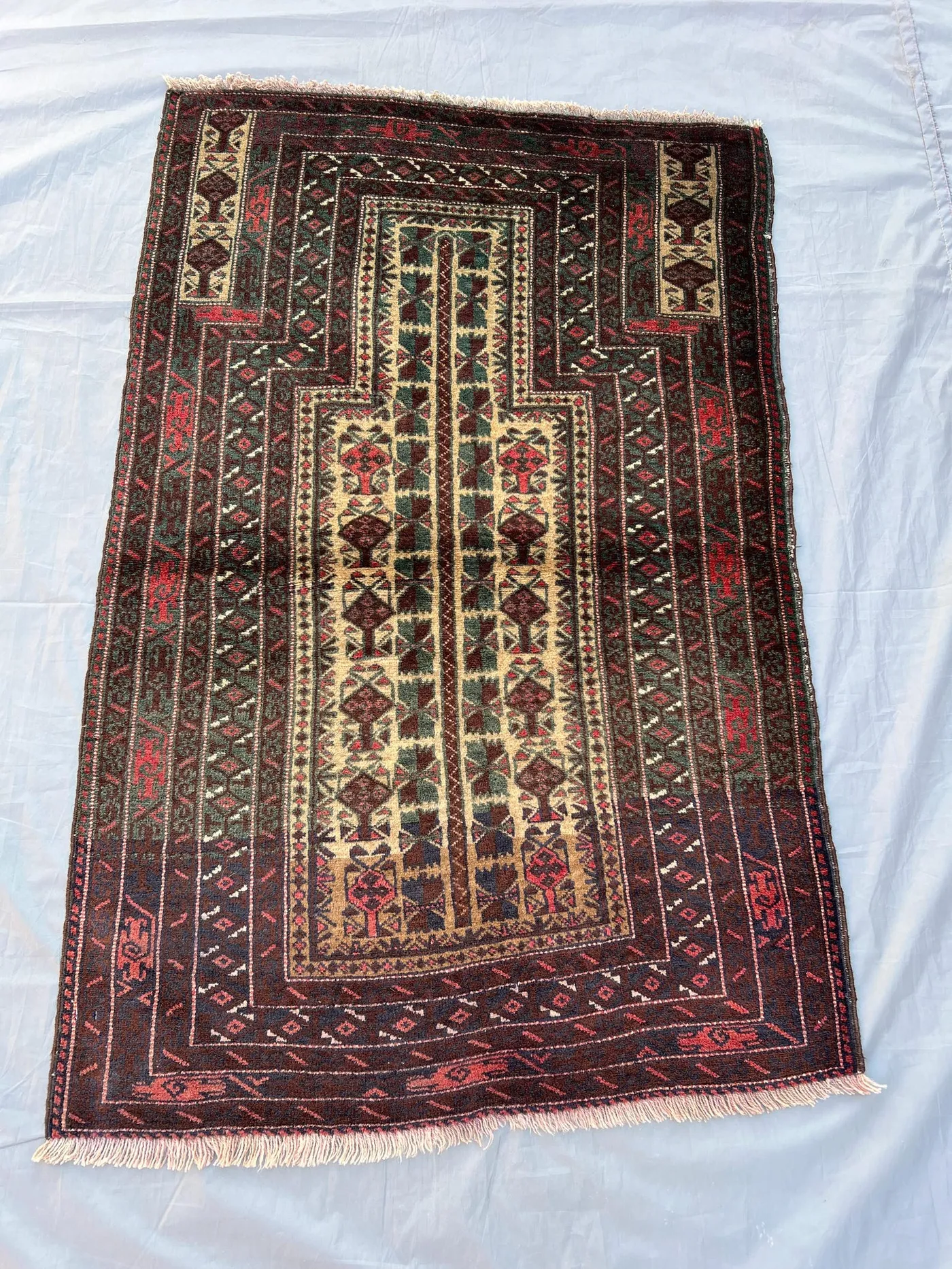 2.10x4.3 ft Antique Afghan Baluch Rug, Tribal Prayer Rug, Turkmen Vintage Rug, Hand-Knotted Wool Rug, Boho Decor, One-of-a-Kind Rug, Accent