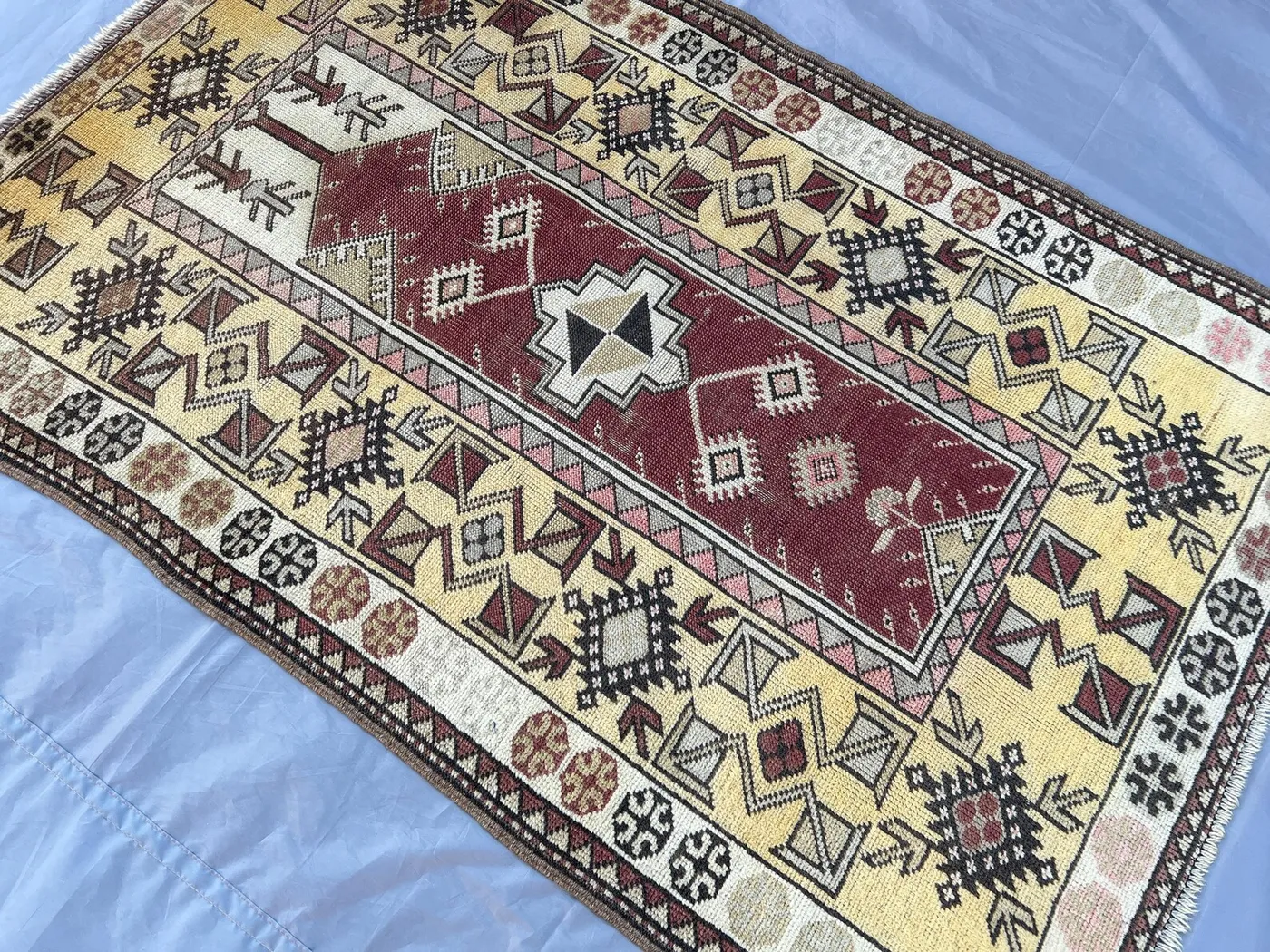 2.9x4.6 ft Turkish Hand-Knotted Antique Rug, Tribal Wool Rug, Anatolian One of a Kind Rug, Geometric Pattern, Vintage Turkish Rug