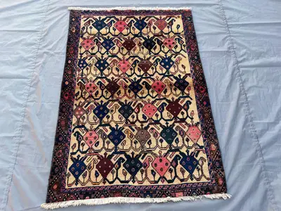 Antique 3.3x4.8 ft Turkmen Tribal Rug, Hand-Knotted Afghan Wool Rug, Moroccan Vintage Rug, Unique Bohemian Are
