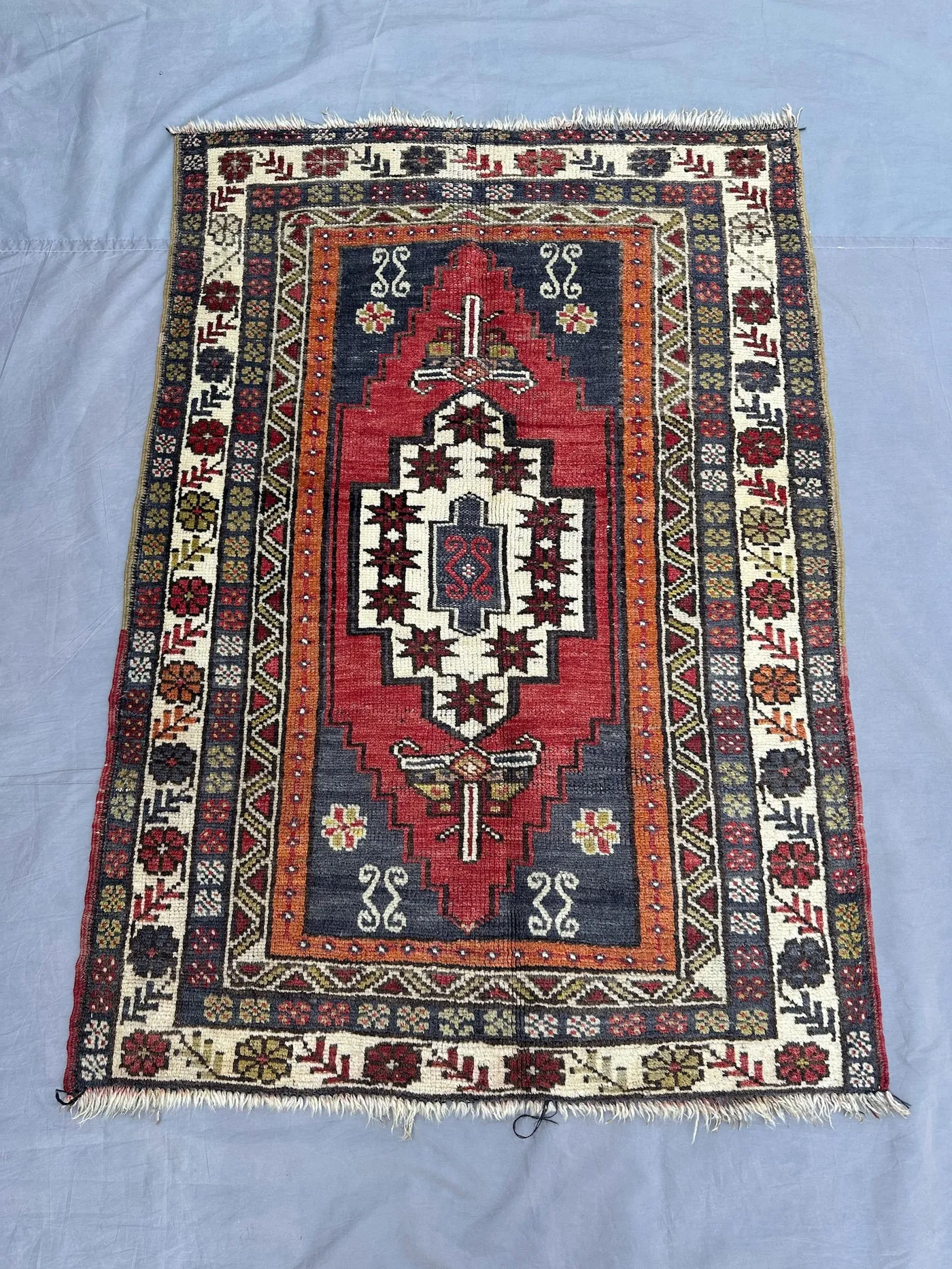 3x4.2 ft Vintage Turkish Hand-Knotted Tribal Rug Moroccan Style Wool Rug Unique Area Carpet, Rare Find Accent Rug, Home Decor, Kids rug