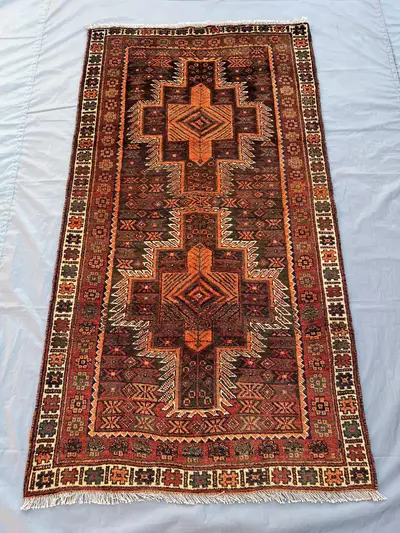 3'3x5'9 ft Antique 1950s Turkmen Rug Tribal Afghan Hand-Knotted Wool Nomadic Art Collectors Piece Rare One of 