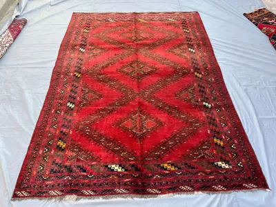Collectors piece 6.10x9.4 ft Afghan Ersari Vintage Rug, Turkmen Tribal Bukhara Antique Rug, Handmade Wool Area