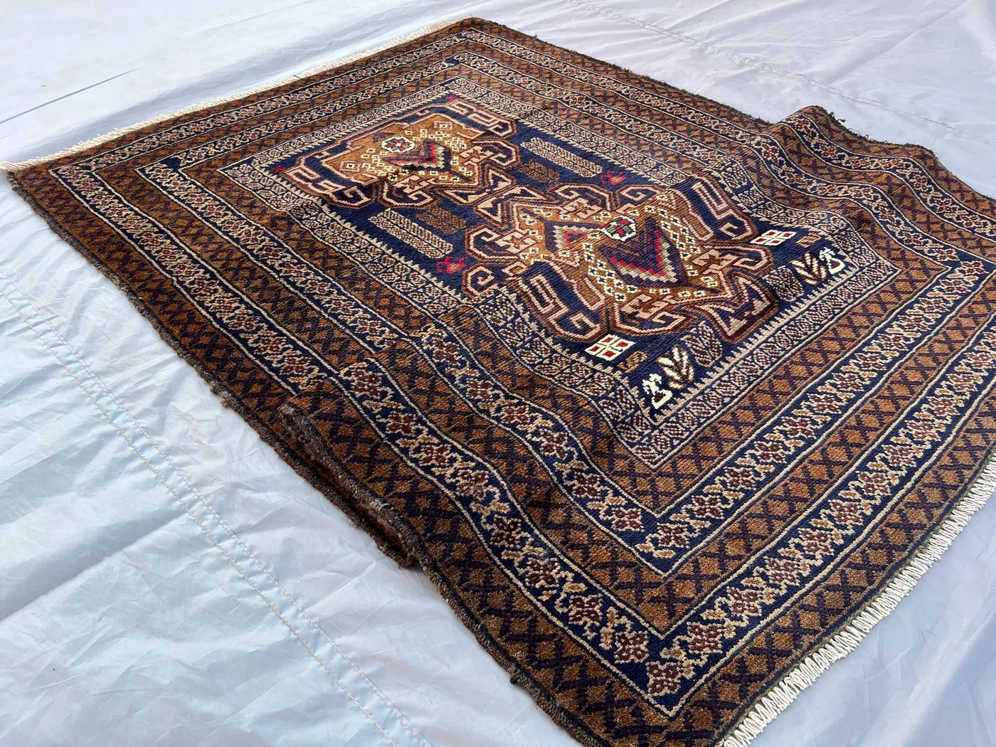 3.7x6.5 ft Vintage Afghan Hand-Knotted Rug, Tribal Baluch Rug, Unique Wool Area Rug, One-of-a-Kind Afghan Nomadic, Bedroom Rug, Kitchen rug