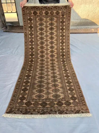 2'10x6'2 ft Antique Turkmen Runner Rug Baluch Mowri Design Handmade Afghan Wool Kitchen Rug Tribal Hallway Rug