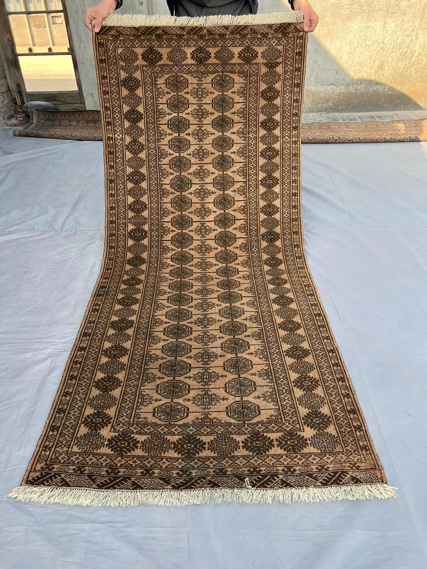 2'10x6'2 ft Antique Turkmen Runner Rug Baluch Mowri Design Handmade Afghan Wool Kitchen Rug Tribal Hallway Rug Vintage Decor Piece, Boho rug