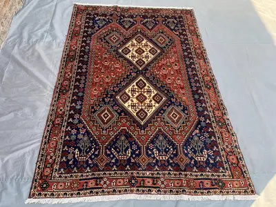 5x7'5 ft Antique Afghan Handmade Rug, Turkmen Pictorial Rug, Caucasian Design, Tribal Wool Carpet, Unique Vint