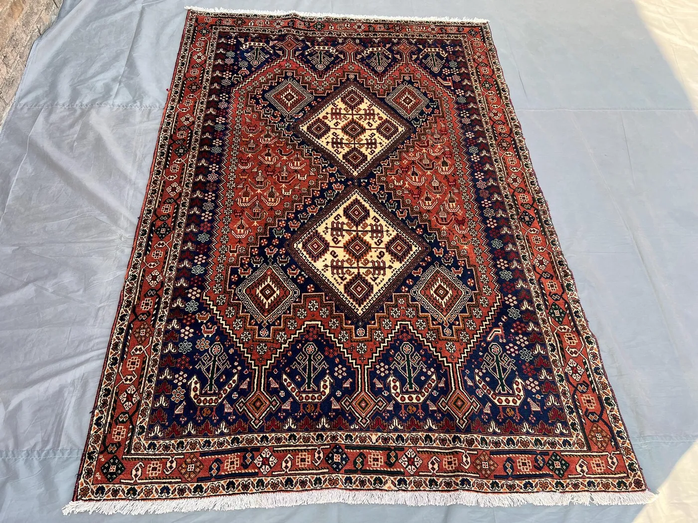 5x7'5 ft Antique Afghan Handmade Rug, Turkmen Pictorial Rug, Caucasian Design, Tribal Wool Carpet, Unique Vintage Afghan Decor, Bedroom Rug