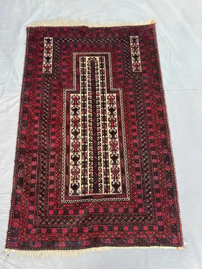 3'1x4'7 ft Antique Baluch Prayer Rug | Hand Knotted Turkmen Wool Tribal Rug | Afghan Vintage Carpet | Collecti