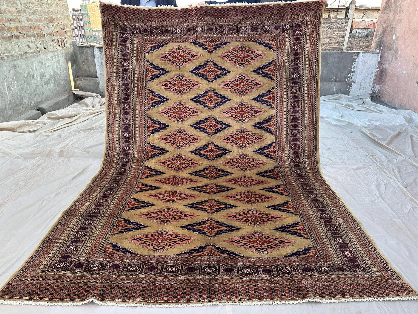 Antique Pakistani Tribal Rug 6x9 ft | Handmade Wool Carpet | Turkmen Pattern Vintage Area Rug for Living Room, Bedroom Area Rug, home Decor