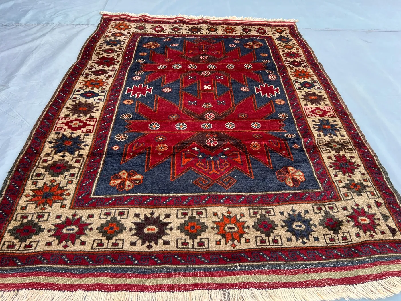 Vintage 4.4x5.9 ft Afghan Baluch Rug – Hand-Knotted Turkmen Taimani Tribal Wool Carpet – Moroccan Style Fine Area Rug for Boho Décor