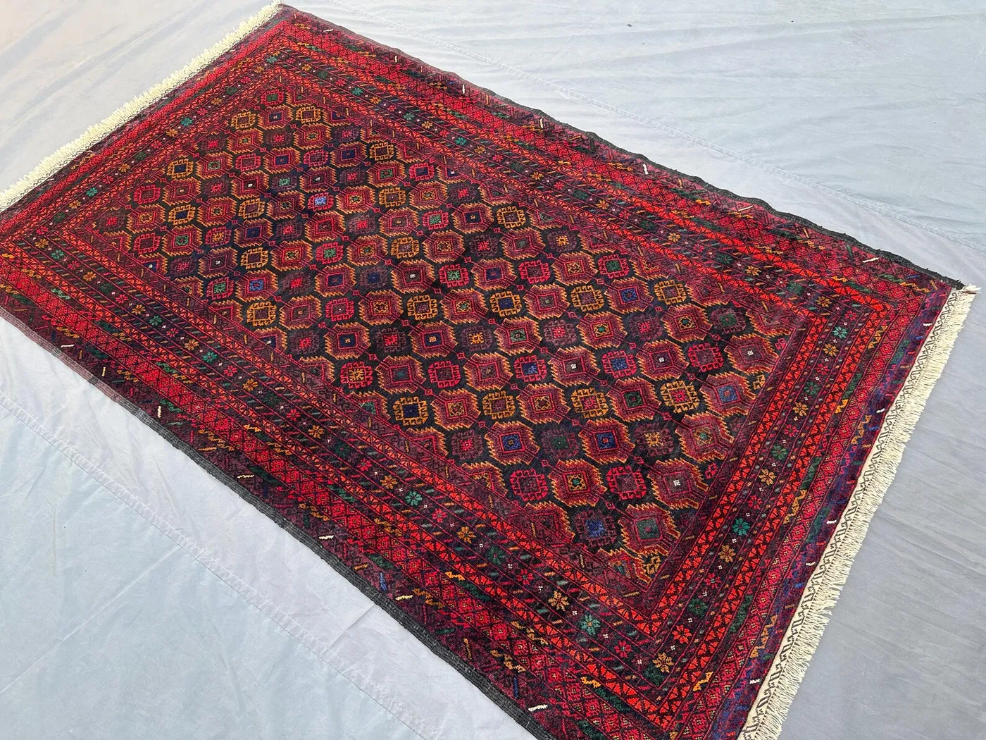 Antique Hand Knotted Turkmen Baluch Rug, Tribal Geometric Wool Rug, Vintage Carpet for Living Room & Kitchen, 4x6'7 ft, Turkish Handmade rug