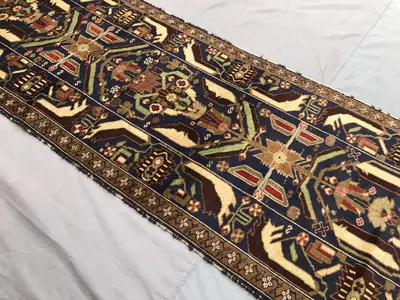 Antique Afghan Baluchi Runner Rug | 3.6x9.10 ft Hand Knotted Tribal Wool Hallway Carpet | Vintage Nomadic Long