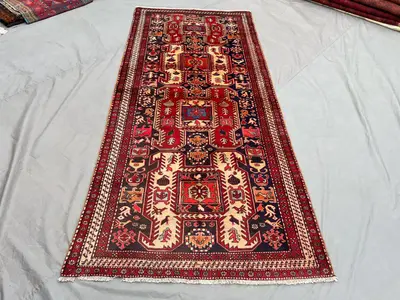 4" x 10" Afghan Hand Knotted Vintage Rug | Traditional Wool Tribal Design for Living Room, Bedroom, Hallway ru