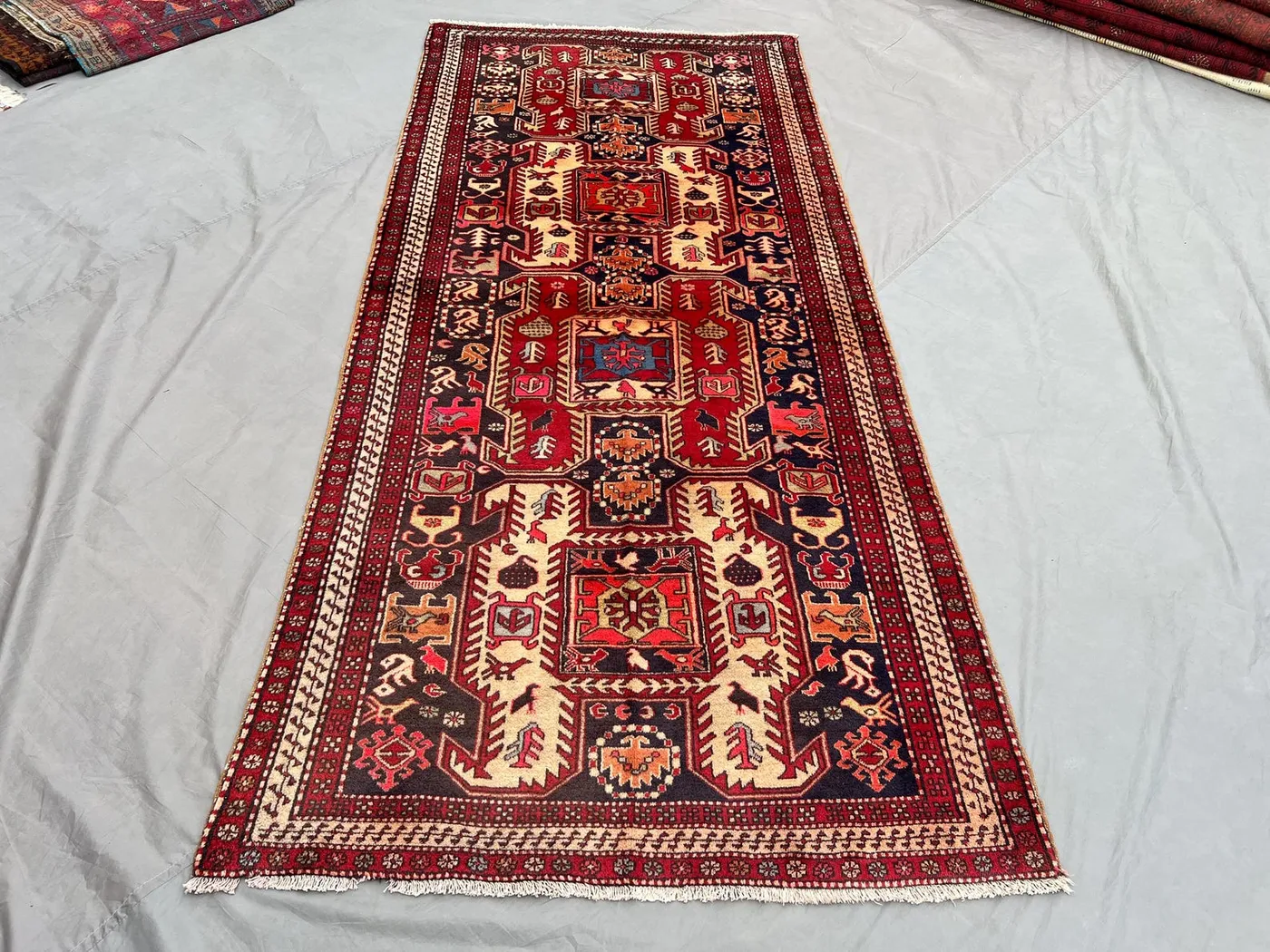 4" x 10" Afghan Hand Knotted Vintage Rug | Traditional Wool Tribal Design for Living Room, Bedroom, Hallway rug , caucasian runner rug |