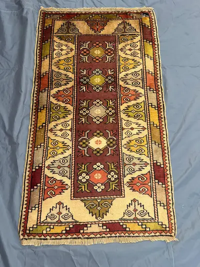 Antique Turkish Rug 2.9x4.10 ft | Rare Floral Wool Rug | Hand Knotted Vintage Small Carpet | Oriental Rustic D