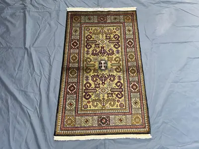Vintage Caucasian Kazak Rug 2.6x4.9 ft | Hand Knotted Wool Rug | Tribal Medallion Accent Carpet | Rustic Ethni