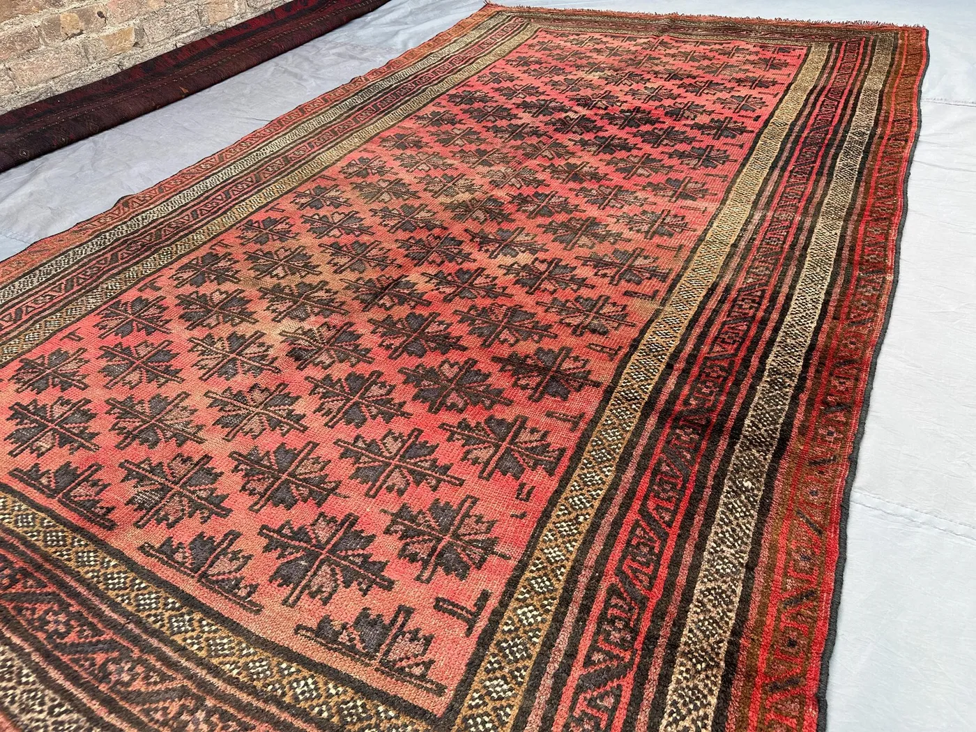 5x9 Antique Afghan Taimani Rug | Hand-Knotted Tribal Wool Carpet | Faded Geometric Pattern | Distressed Outdoor Area Rug, Nomadic Art Rug