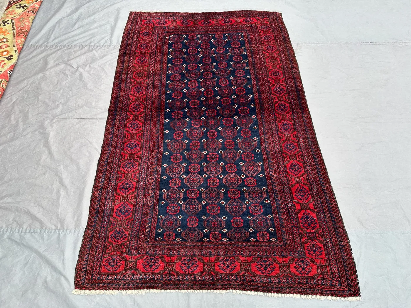 4'5x7 ft Antique Afghan Baluch Rug | Hand-Knotted Tribal Wool Carpet | Vintage Turkmen Style | Nomadic Home Decor Area Rug, Bedroom Rug