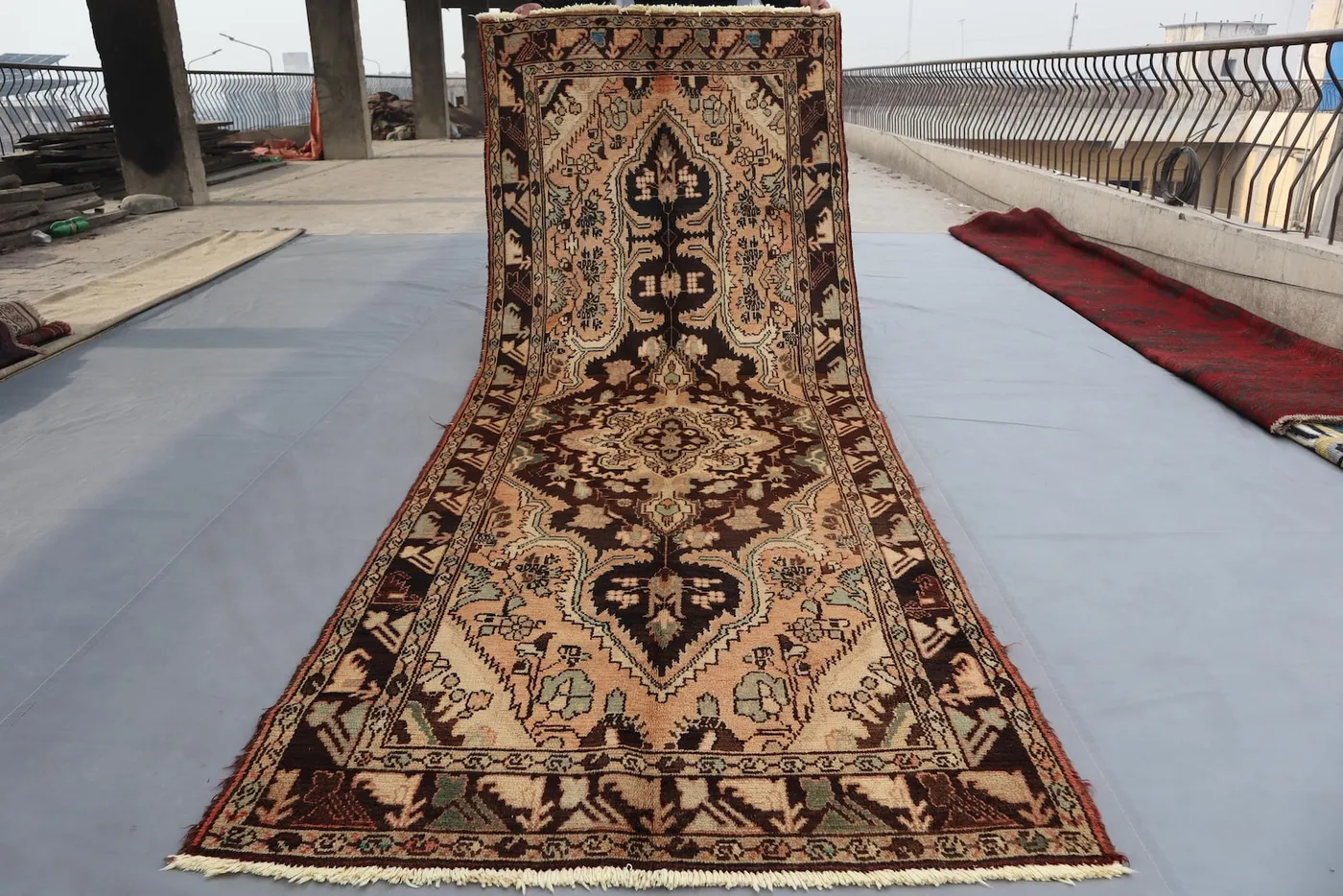 4x10 Afghan Hand Knotted Wide Runner Rug Vintage Caucasian Design Turkmen Tribal Wool Hallway Rug, Moroccan Runner Rug, Turkish runner Rug
