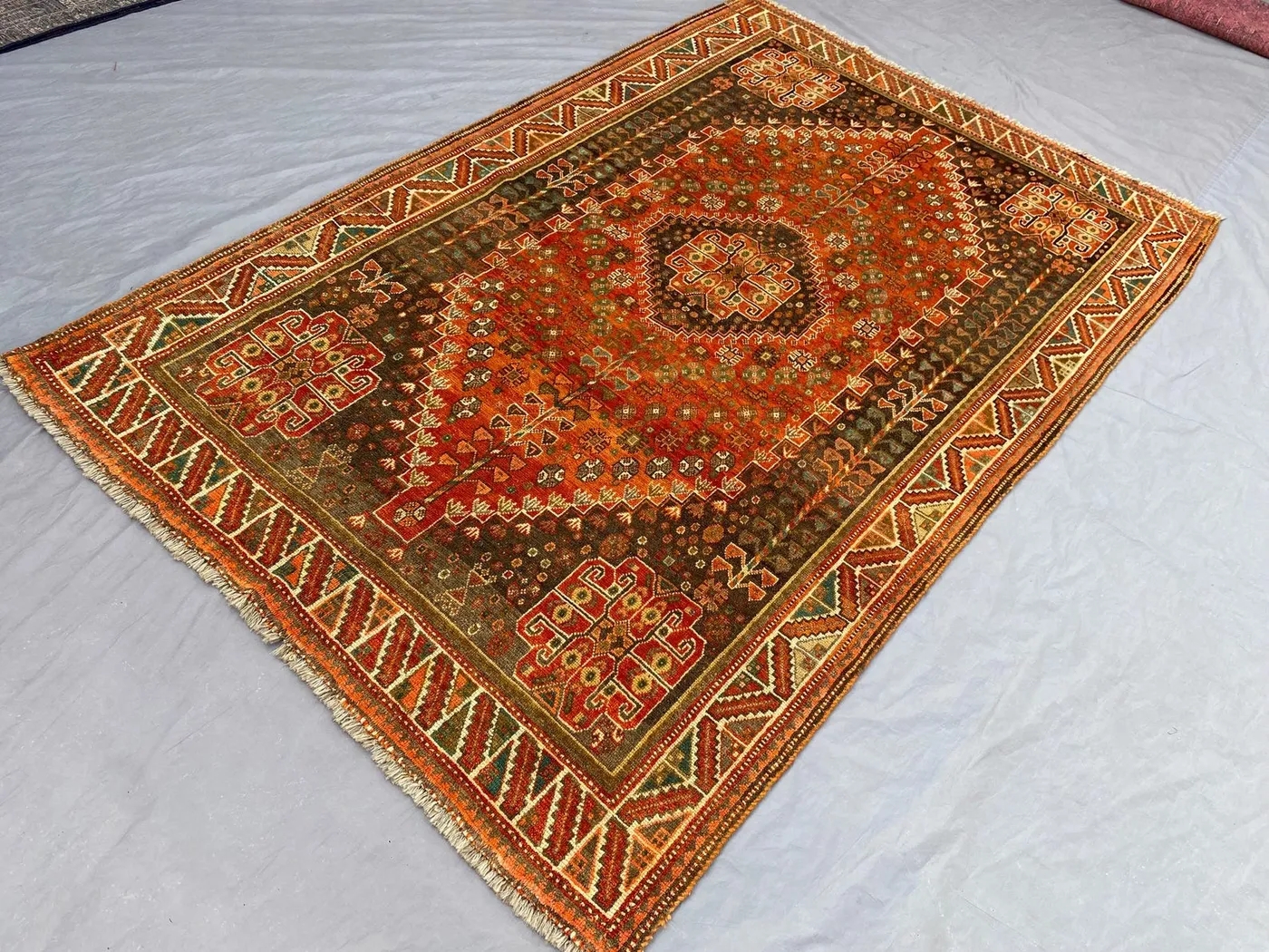 5'2 x 7'10 ft Vintage Turkish Hand Knotted Rug | Soft Wool Pile, Rare Caucasian Medallion, Tribal Geometric Brown Red Carpet, Bedroom Rug